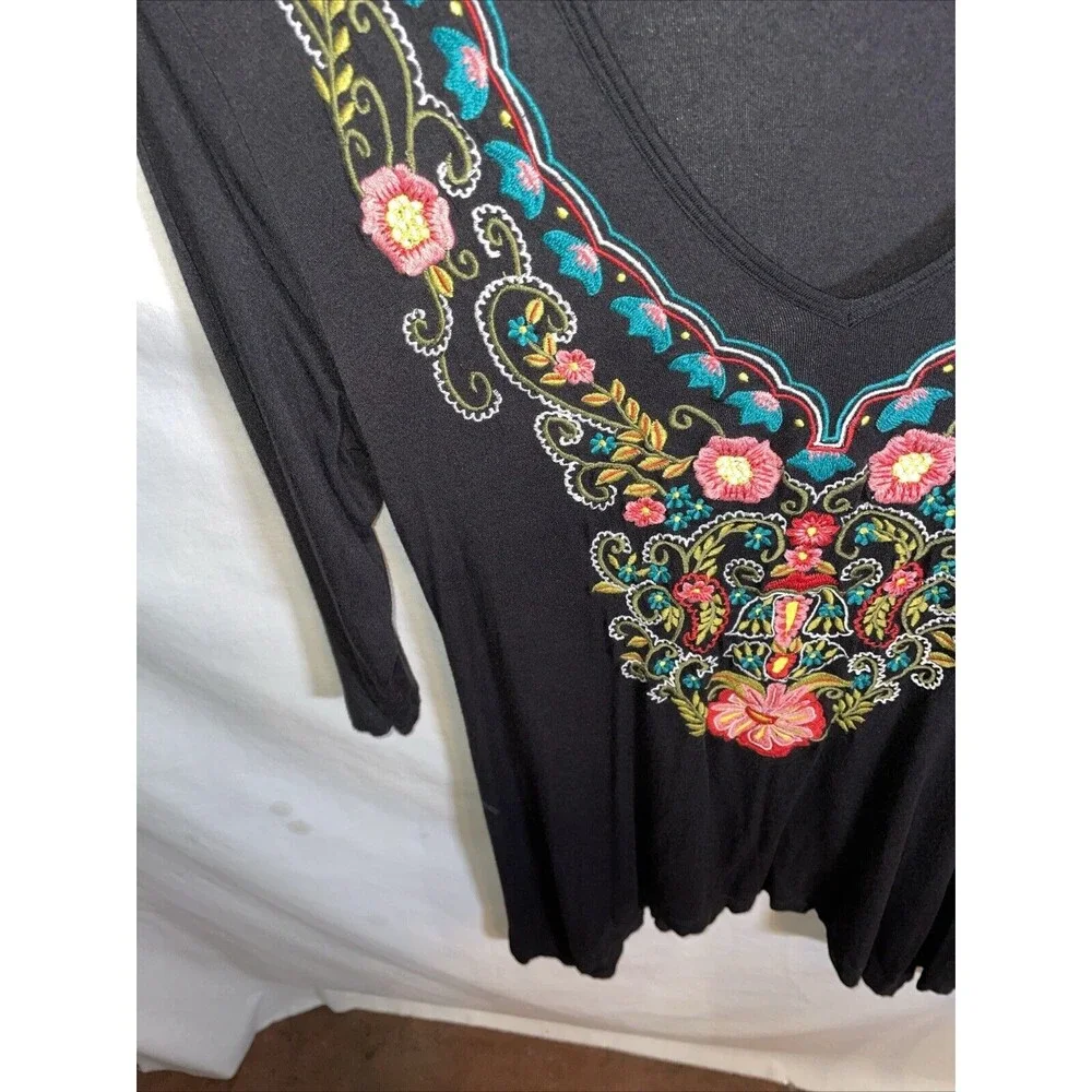 Soft Surroundings Women’s Dressy Tunic Size Small Black Embroideried Going Out